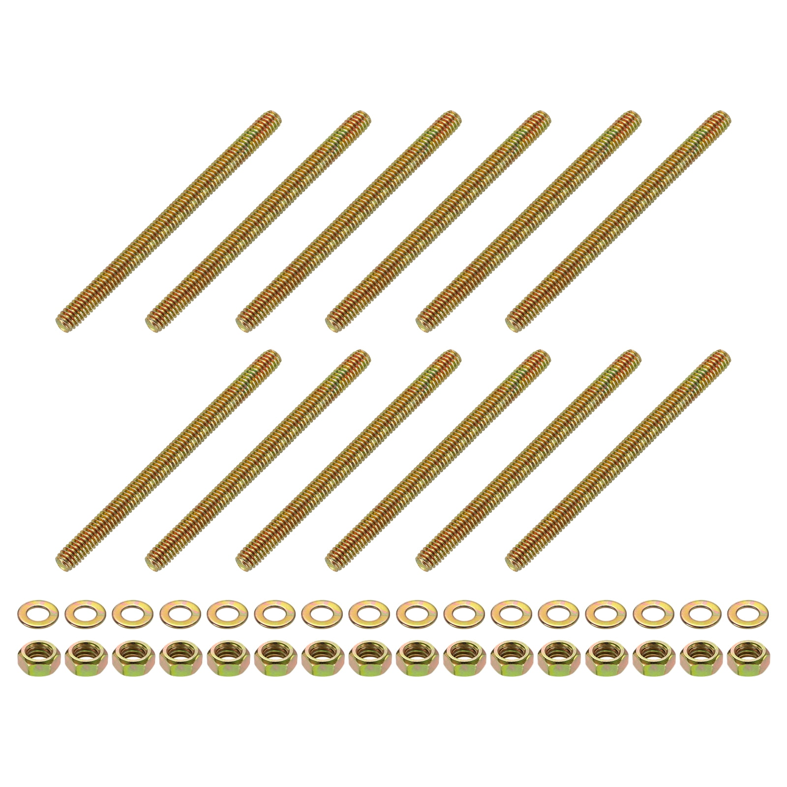 12Pack Fully Threaded Rod, 5/16"x4-1/4" Zinc-Plated Carbon Steel with Nuts Washer