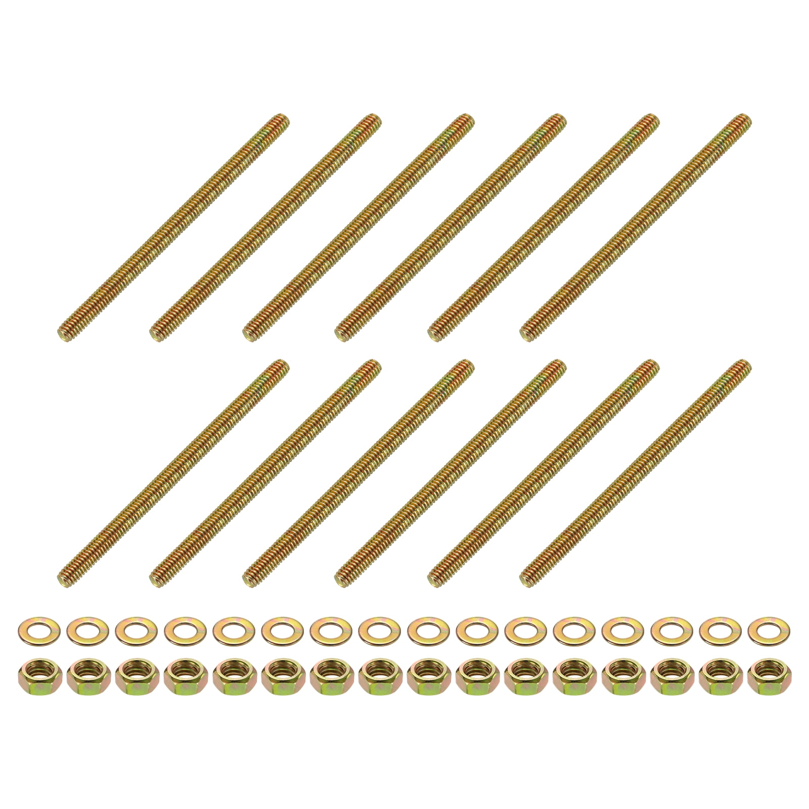 12Pack Fully Threaded Rod, 5/16"x5" Zinc-Plated Carbon Steel with Nuts Washers