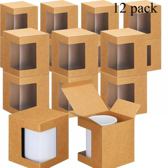 12Pack Gift Boxes for Sublimation Mugs, Coffee Mugs Boxes with Window, Packaging Box Gift for Blanks Sublimation