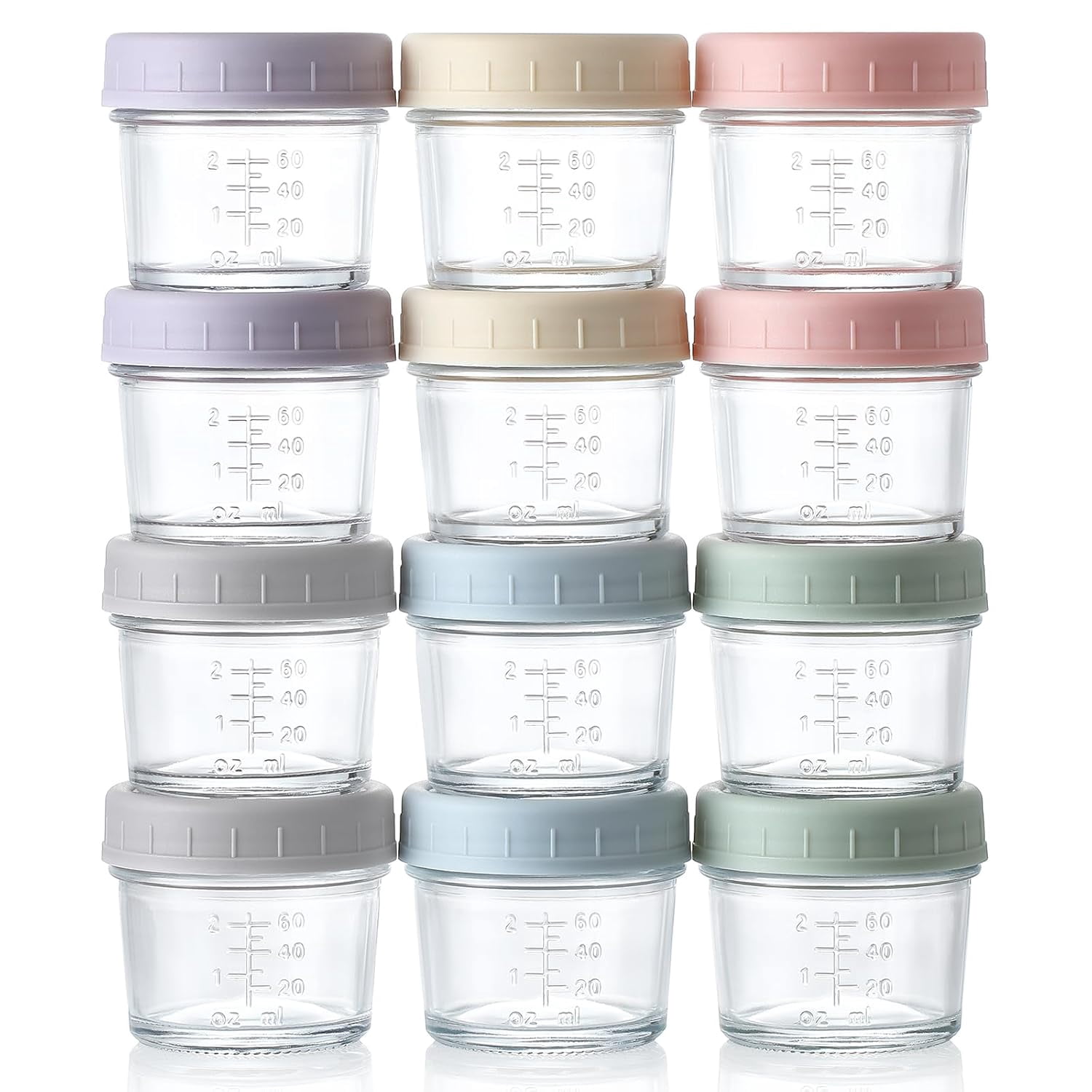 Small Baby Containers 12Pack Glass Baby Food Storage Containers - 4 oz Baby Food Storage Jars ...
