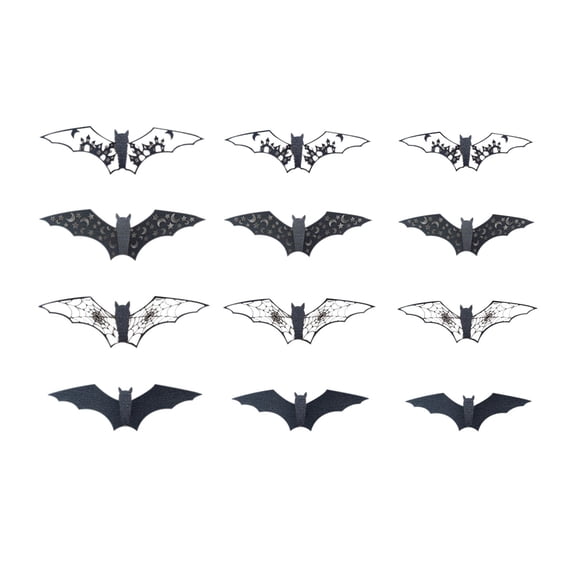 12Pack Halloween Bats Wall Decor –3D Bat Stickers Assorted Size for Halloween Party, Bedroom Window Decorations, Indoor and Outdoor Home Decals