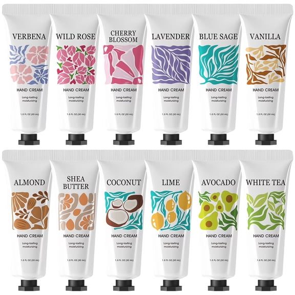 12Pack Hand Cream Gift Set for Women, Travel-Size Moisturizer for Dry Hands, Hand Lotion Sets for Easter Baskets, Portable Stocking Stuffers and Bridemaids Gifts