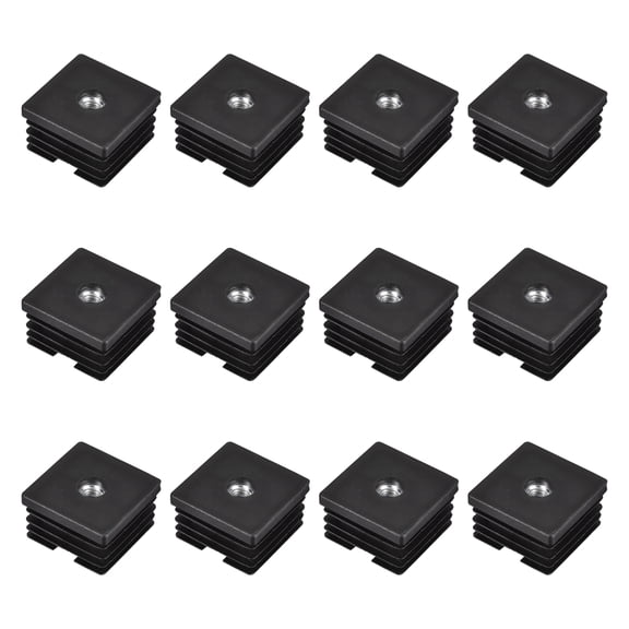 12Pack Inserts for Square Tubes with M8 Thread, for 1.57"x1.57" OD Square Tube Furniture Leg Plug