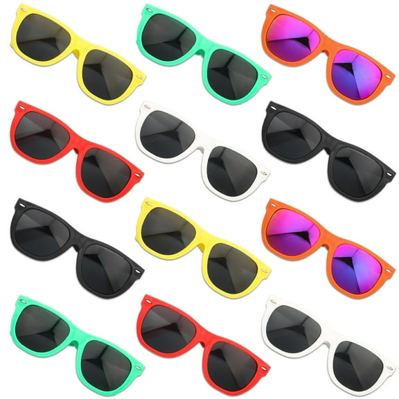 12Pack Kids Sunglasses Bulk, Neon Colors Sunglasses UV Protection for Beach Pool Party Favors Goody Bag Filler Sunglasses Party Favors