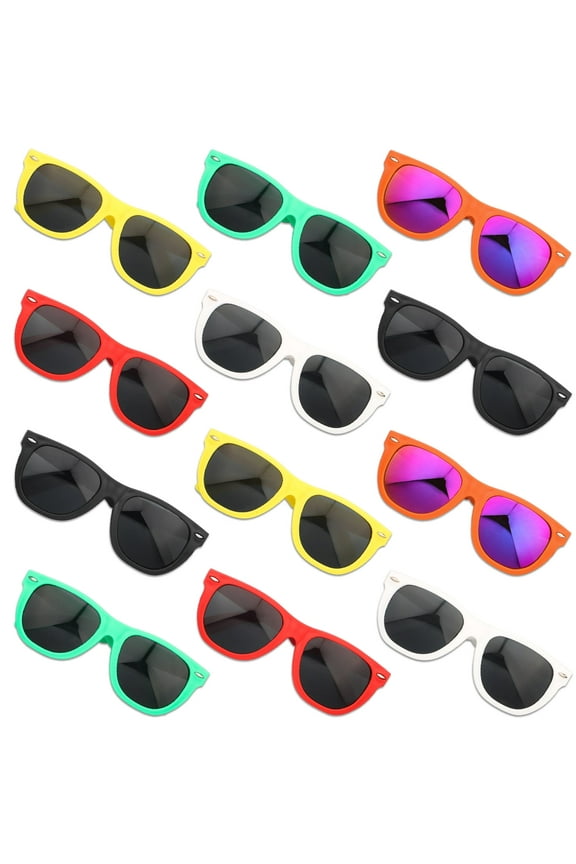 12Pack Kids Sunglasses Bulk, Neon Colors Sunglasses UV Protection for Beach Pool Party Favors Goody Bag Filler Sunglasses Party Favors