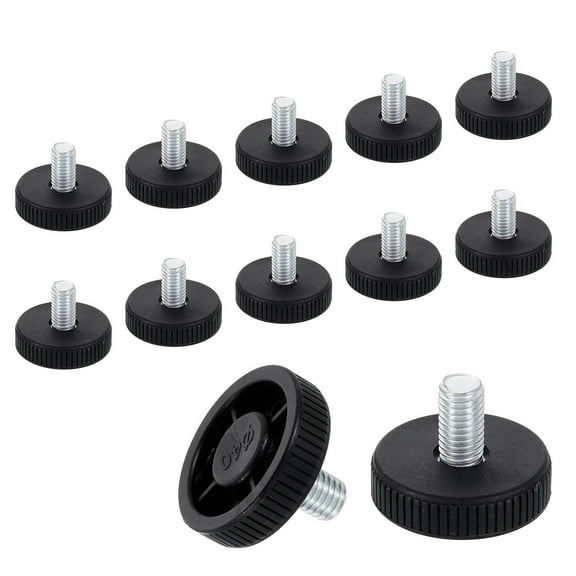 12Pack M10 Thread Furniture Feet Levelers, 40x17 Adjustable Leveling Screw, Black