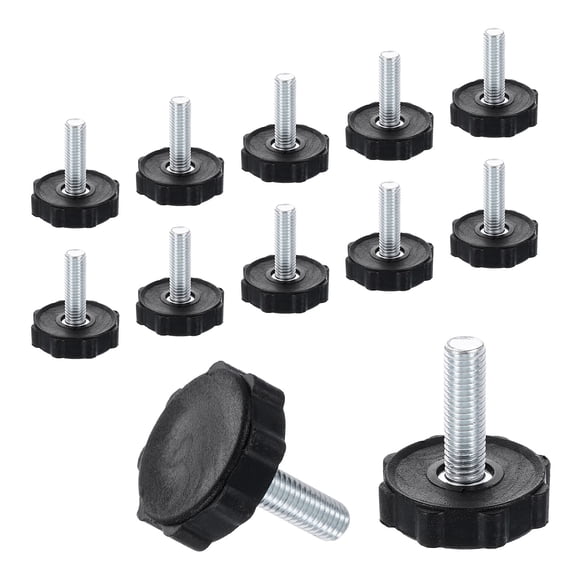 12Pack M10 Thread Furniture Feet Levelers, 42x34 Adjustable Leveling Screw, Black