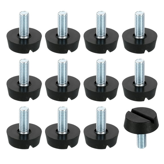 12Pack M6 Thread Furniture Feet Levelers, 21x15 Adjustable Leveling Screw, Black
