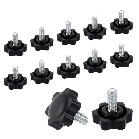 12Pack M6 Thread Furniture Feet Levelers, 25x14 Adjustable Leveling Screw, Black