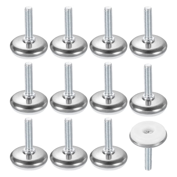 12Pack M6 Thread Furniture Feet Levelers, 28x25 Adjustable Leveling Screw, White
