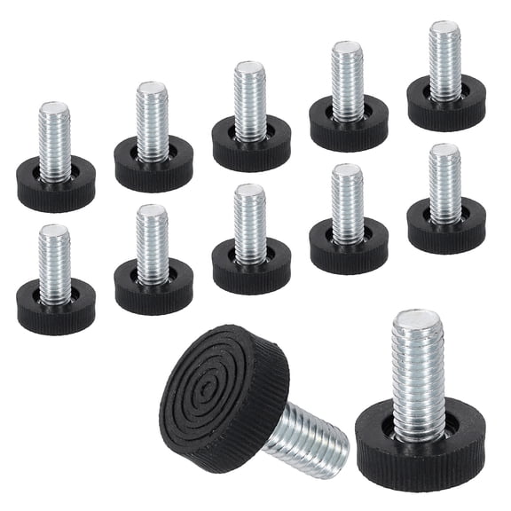 12Pack M8 Thread Furniture Feet Levelers, 20x18 Adjustable Leveling Screw, Black