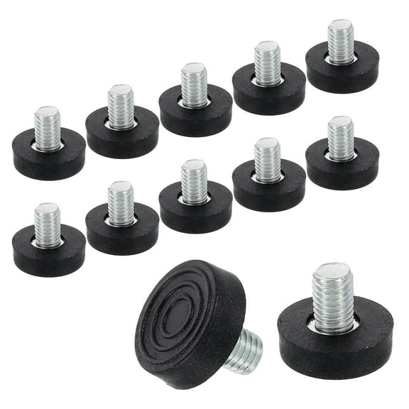 12Pack M8 Thread Furniture Feet Levelers, 23x12 Adjustable Leveling Screw, Black