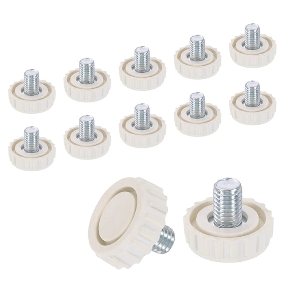 12Pack M8 Thread Furniture Feet Levelers, 24x10 Adjustable Leveling Screw, White
