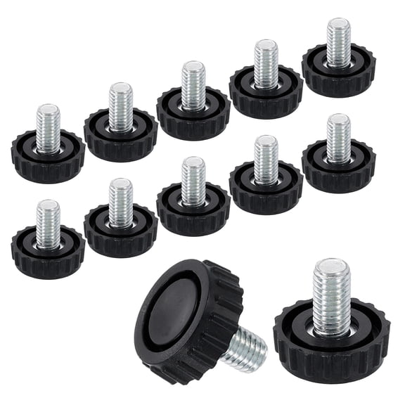 12Pack M8 Thread Furniture Feet Levelers, 24x14 Adjustable Leveling Screw, Black