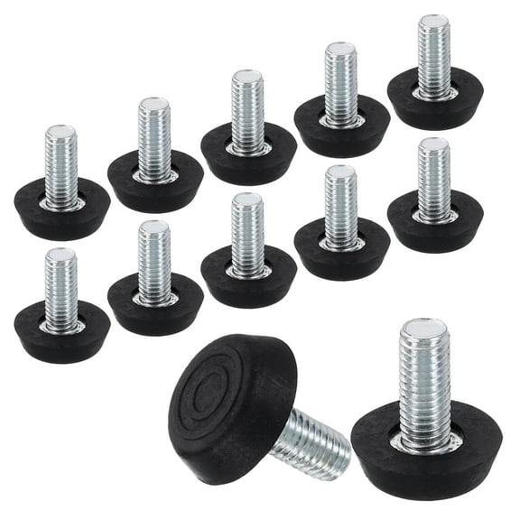 12Pack M8 Thread Furniture Feet Levelers, 24x18 Adjustable Leveling Screw, Black