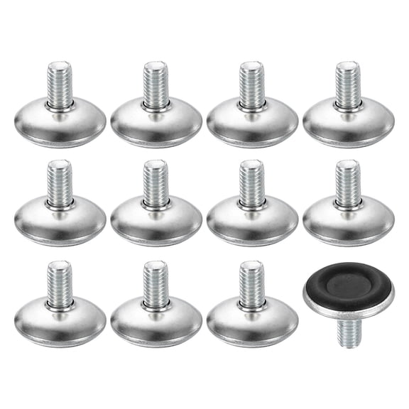 12Pack M8 Thread Furniture Feet Levelers, 28x15 Adjustable Leveling Screw, Black