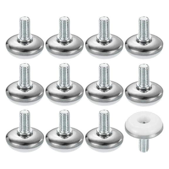 12Pack M8 Thread Furniture Feet Levelers, 28x15 Adjustable Leveling Screw, White