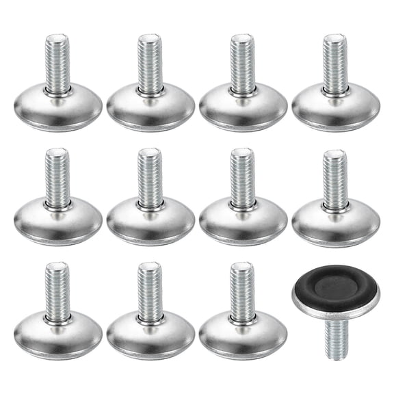12Pack M8 Thread Furniture Feet Levelers, 28x20 Adjustable Leveling Screw, Black