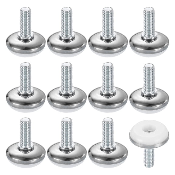 12Pack M8 Thread Furniture Feet Levelers, 28x20 Adjustable Leveling Screw, White