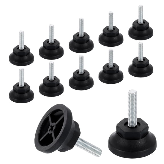 12Pack M8 Thread Furniture Feet Levelers, 43x32 Adjustable Leveling Screw, Black