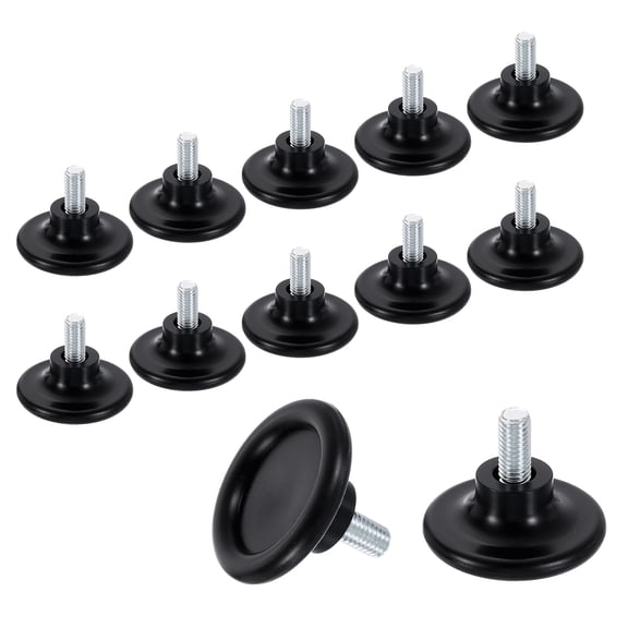 12Pack M8 Thread Furniture Feet Levelers, 45x16 Adjustable Leveling Screw, Black