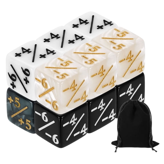 12Pack Magic Dice Counters, Acrylic D6 Life Counter Token Dice Set 4 Colors