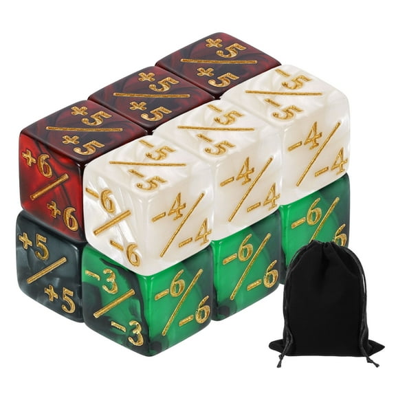 12Pack Magic Dice Counters, Acrylic D6 Life Counter Token Dice Set, 4 Colors