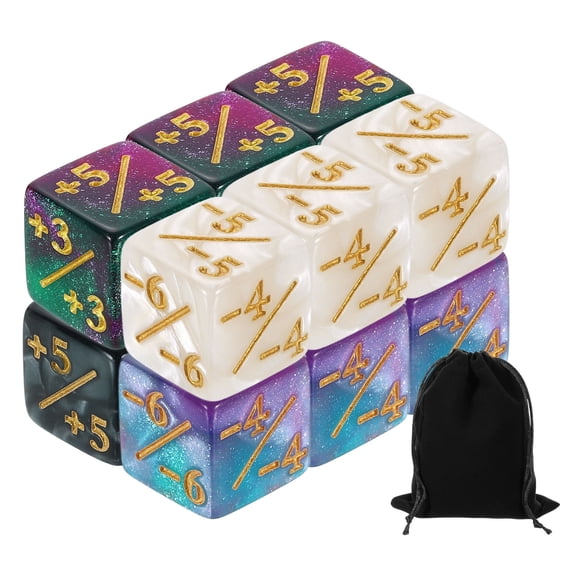 12Pack Magic Dice Counters, Acrylic D6 Life Counter Token Dice Set, 4 Styles