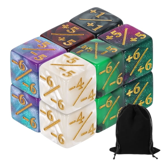 12Pack Magic Dice Counters, Acrylic D6 Life Counter Token Dice Set, 6 Colors