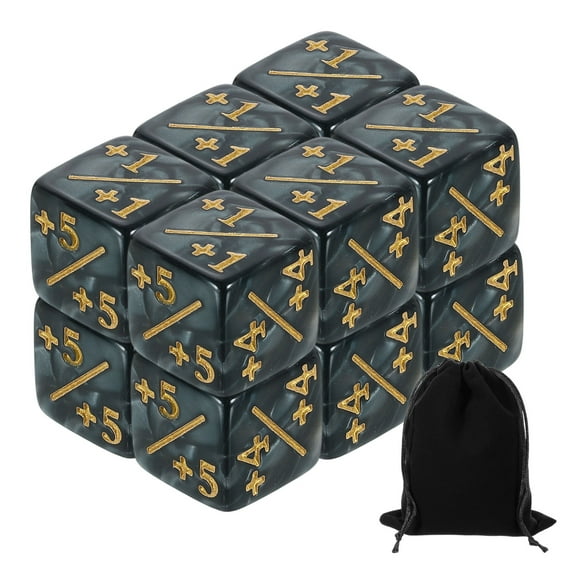 12Pack Magic Dice Counters, Acrylic D6 Life Counter Token Dice Set, Black Marble