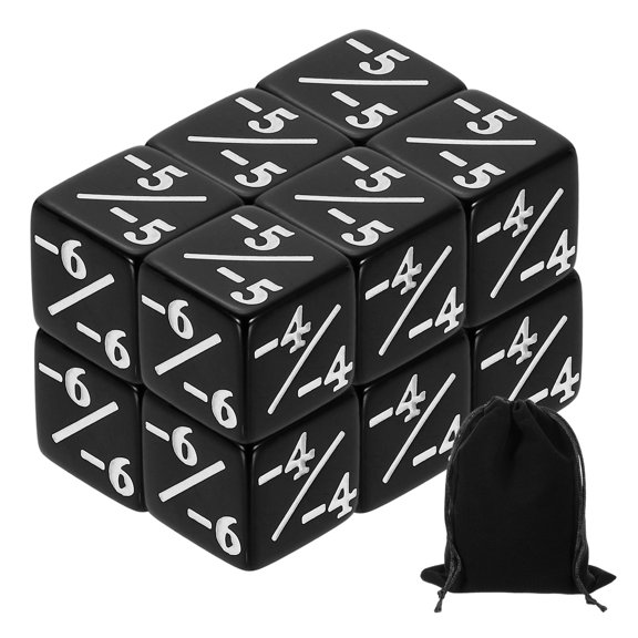 12Pack Magic Dice Counters, Acrylic D6 Life Counter Token Dice Set, Black