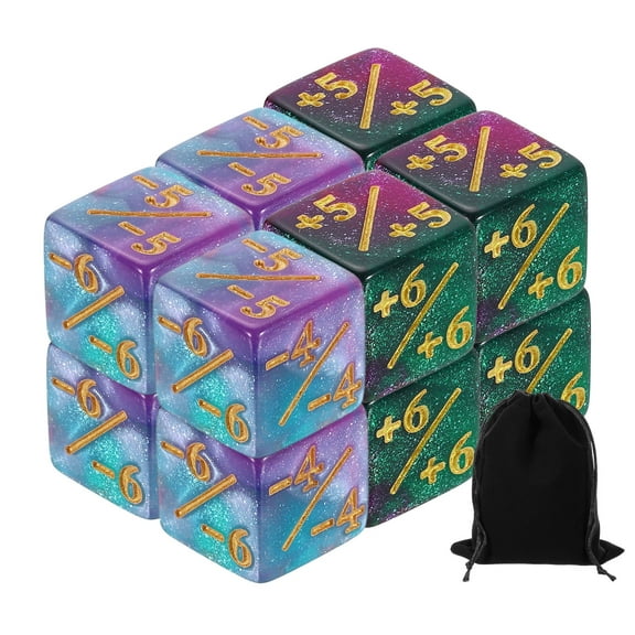 12Pack Magic Dice Counters, Acrylic D6 Life Counter Tokens Dice Set, 2 Colors