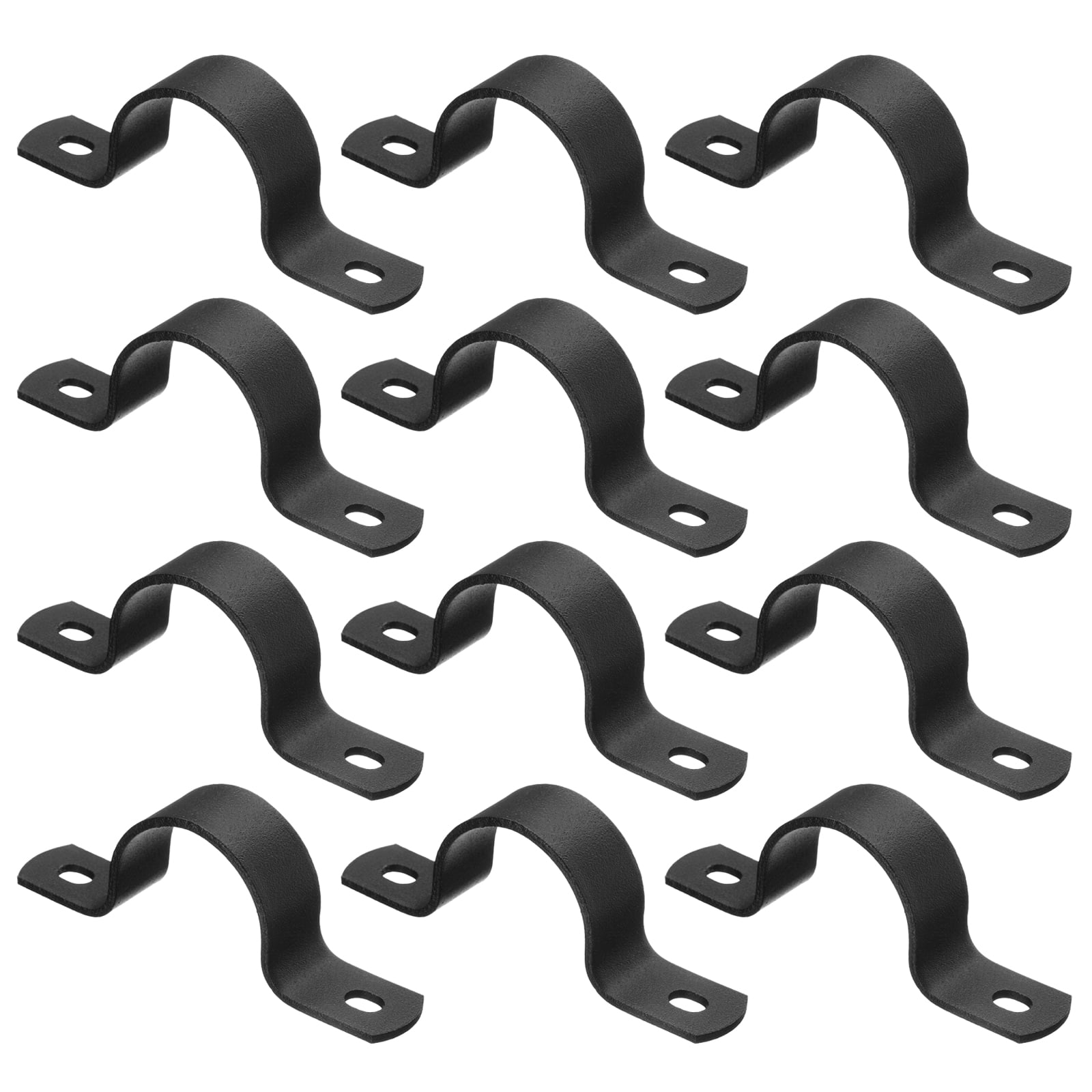 12Pack Metal Pipe Clamps, 1 Inch Carbon Steel Two Hole Strap U Bracket Tube Clip Conduit Clamps for Pipe Fixing Wire Cord Installation Decorating, Black