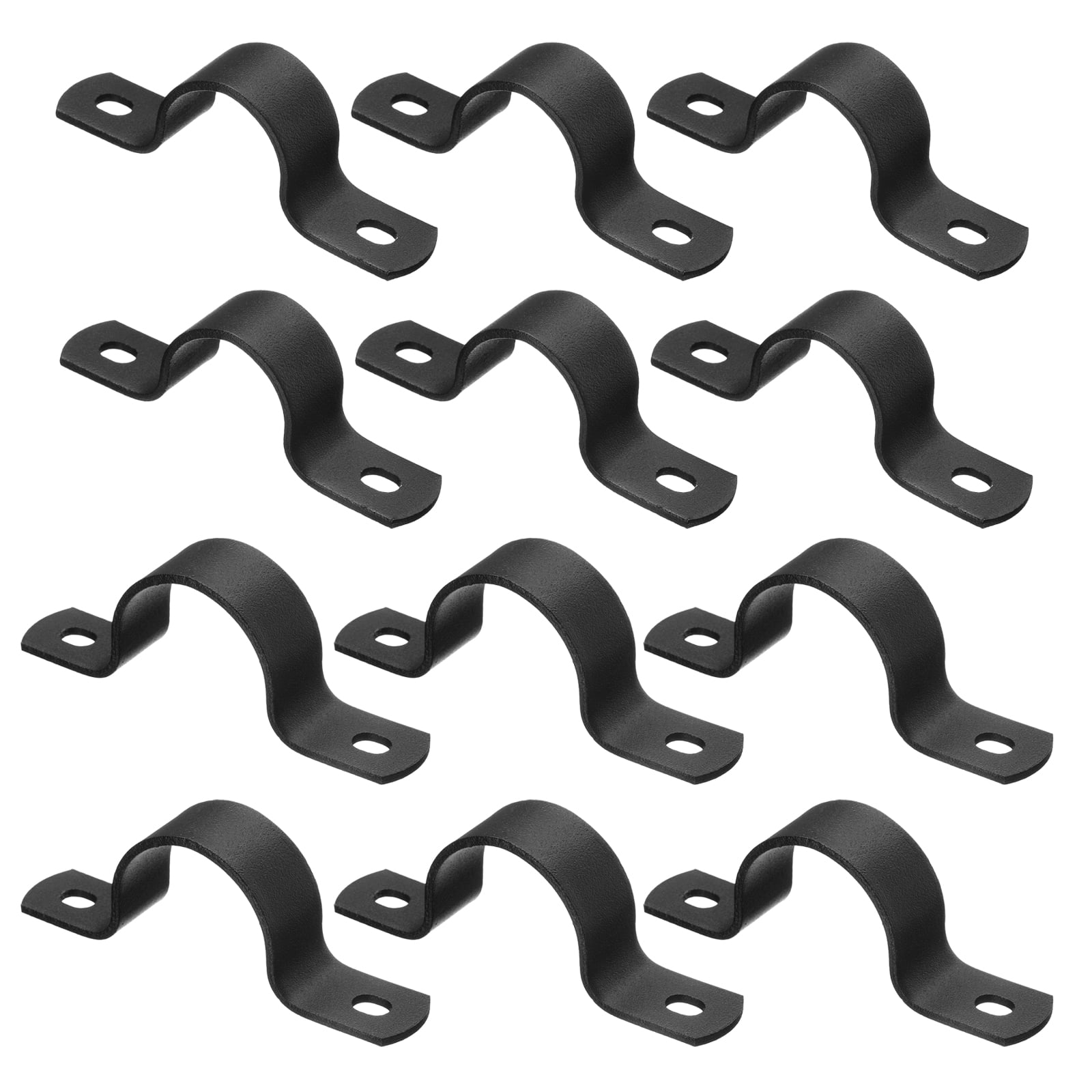 12Pack Metal Pipe Clamps, 2 Sizes Carbon Steel Two Hole Strap U Bracket Tube Clip Conduit Clamps for Pipe Fixing Wire Cord Installation Decorating, Black (3/4", 1")
