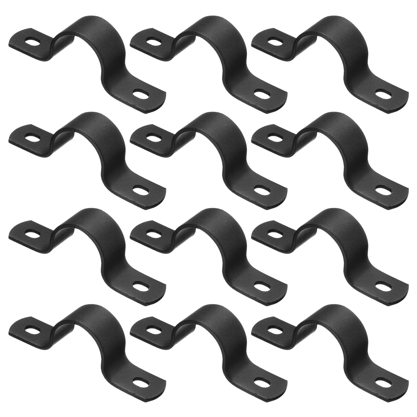 12Pack Metal Pipe Clamps, 3/4 Inch Carbon Steel Two Hole Strap U Bracket Tube Clip Conduit Clamps for Pipe Fixing Wire Cord Installation Decorating, Black