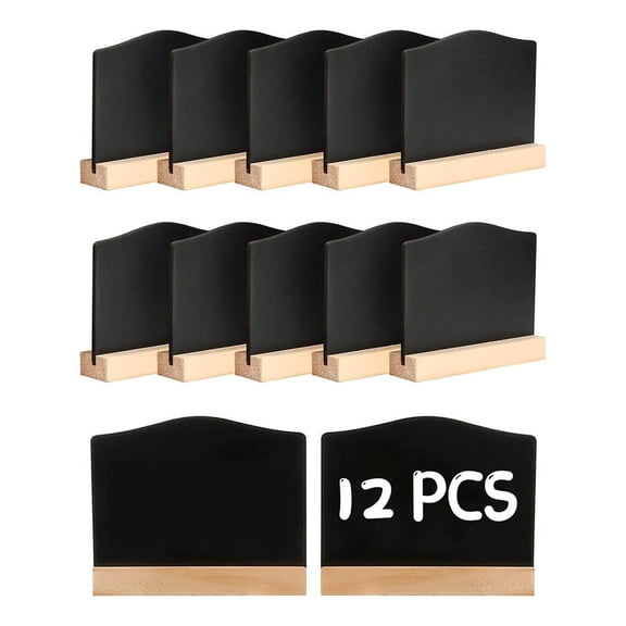 12Pack Mini Chalkboard Signs, Kitchen Notes Chalk Boards with Stands 10X7.2cm Small Blackboard Message Ta