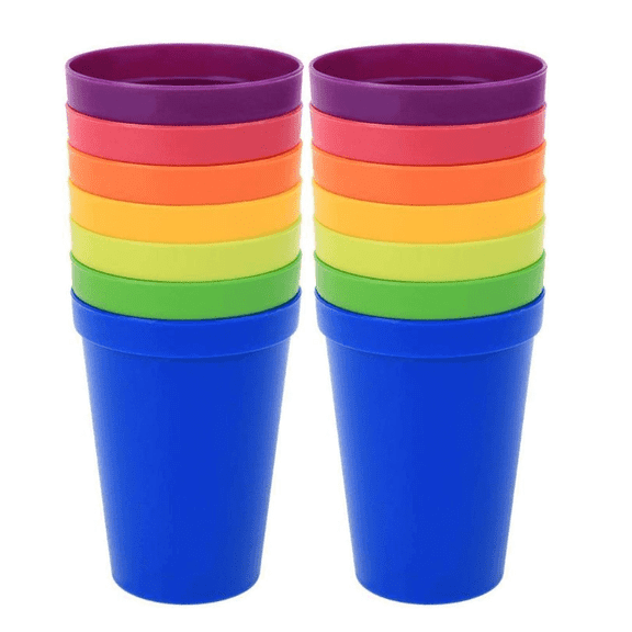 12Pack Reusable Plastic Cups,Stackable Party Cups,Unbreakable Toy Cups,Portable Juice Tumblers,Personality Coffee Cup,Multicolor Water Battle Set,for Kids Adult Students