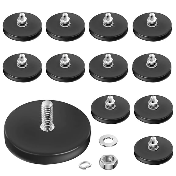 12Pack Rubber Coated Magnets, Neodymium Magnet Base with M5 Threaded Studs, Non-Slip Strong Mounting Magnetic Stud for Light Bar Mirror Camera Tool