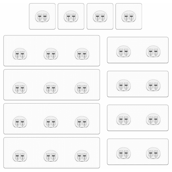 QZS 12Pack Transparent Shelf Adhesion Stickers,Shower Caddy Adhesive Hooks,Waterproof Corner Wall Hooks,No Drilling Sticky Hanging Hooks,Organizer Accessories Set for Kitchen Bathroom Toilet