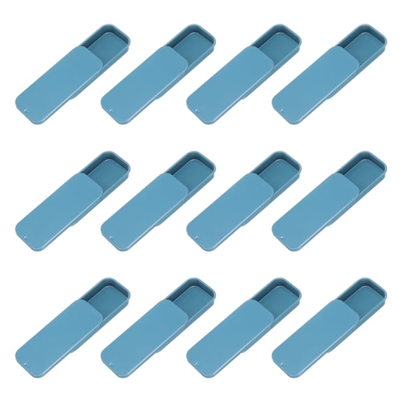 12Pack Slide Top Tin Containers, 3"x1"x0.4" Mini Metal Empty Tins Box with Sliding Lids, Blue