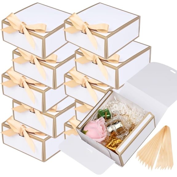 12Pack Small Gift Boxes with Lids, 4.5''x4.5''x2'' Small Boxes for Gifts with Ribbons, White Gift Boxes for Present, Birthday, Valentine's Day, Mother's Day, Holiday