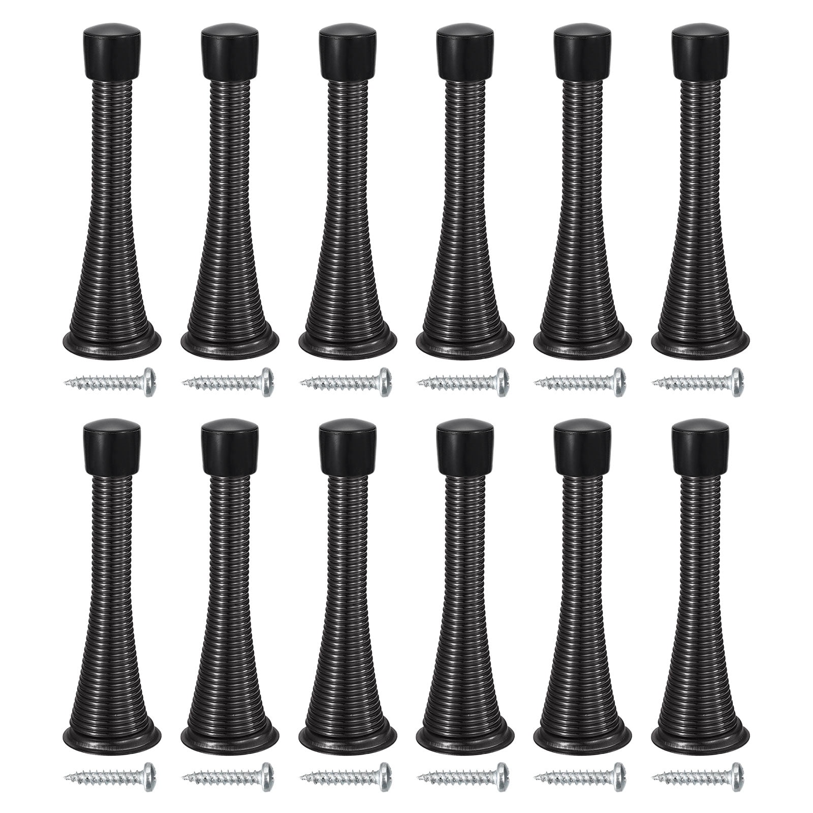 12Pack Spring Door Stopper, 33/16" Flexible Door Stop with Rubber