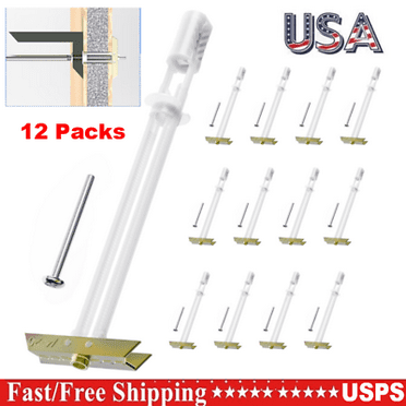 12Pack Strap Toggle Bolt Drywall Anchors WITH 1/4 x 2-1/2" Screws