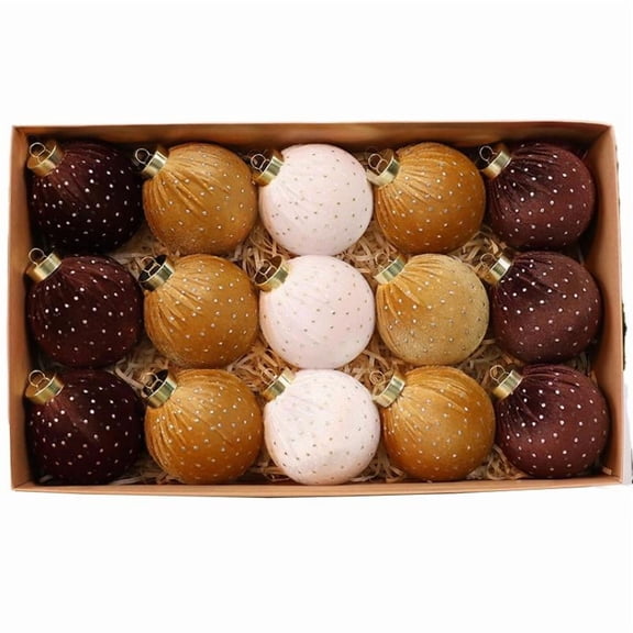 12Pack Velvet Christmas Ornaments Ball,Flocked Christmas Baubles,Shatterproof Velvet Christmas Balls for Xmas Trees Decorations,Xmas Decorative Hanging Balls for Holiday Party Decor