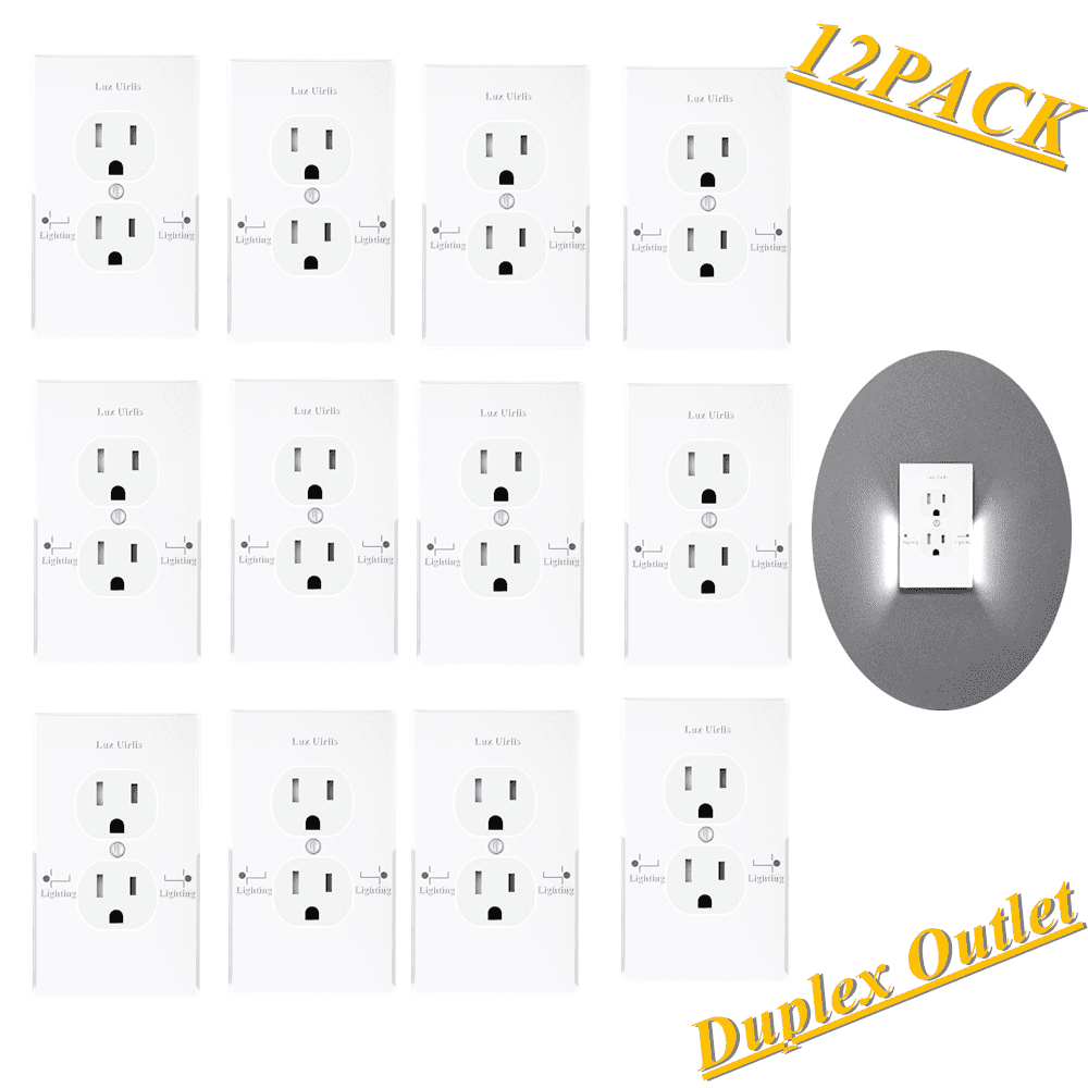 Led Wall Outlet 12Pack Wall Outlet Plate LED Night Light, Illuminated Plug Cover With ...