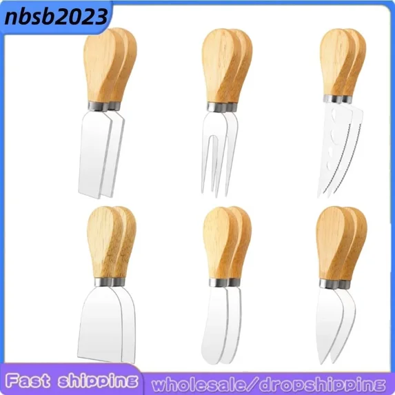 12Pack Wooden Handle Cheese Knives Set For Charcuterie, Cheese Cutter, Spreader