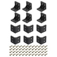 thumbnail image 1 of 12Packs 90 Degree Plastic Corner Braces, 27x28x27mm Nylon Shelf Right Angle Brackets with Screws (Black), 1 of 6