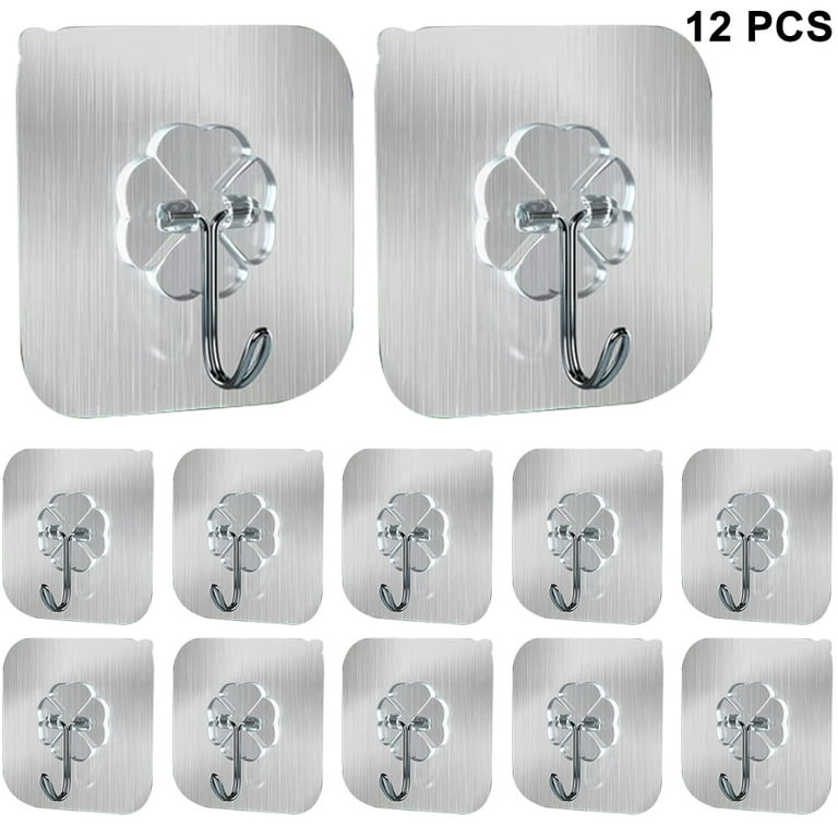 12Packs Adhesive Wall Hooks Heavy Duty Wall Hangers Without Nails Seamless  Scratch Hooks for Hanging Bathroom Kitchen Office