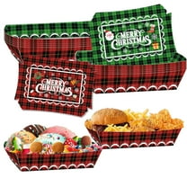 Taicans 12Packs Christmas Party Supplies Food Trays - Disposable Paper Serving Snack Plates for Xmas Holiday,Disposable Corn Chips Tray for Hot Dog Popcorn Tortilla Snack Candy Food Container Party