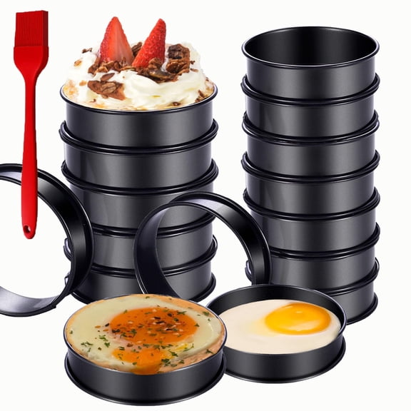 12Packs Crumpet Rings NONSTICK English Muffin Rings 3.15 Inch Stainless Steel Double Rolled Tart Ring Upgraded
